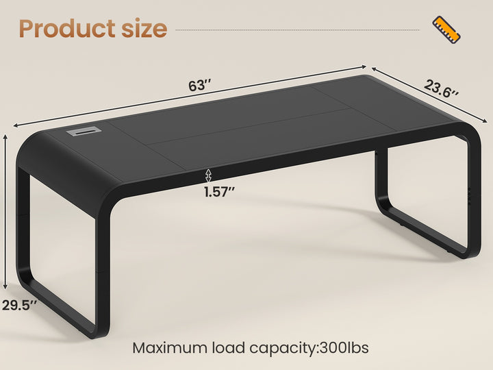 SEDETA 63 Inch Executive Computer Desk with Cable Management for Home Office