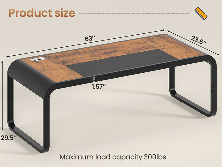 SEDETA | 63 Inch Executive Office Desk Modern Laptop Computer Desk with Cable Management for Home Office