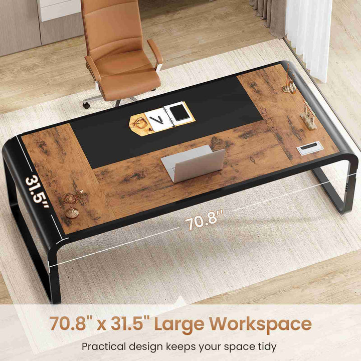 SEDETA | 70.8 Inch Executive Office Desk Modern Computer Desk Workstation with Cable Management