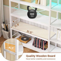 SEDETA | 5 Tier Convertible Corner Bookshelf with Storage Bag and Pegboard for Home Office