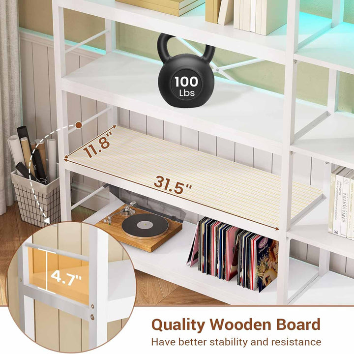 SEDETA | 5 Tier Convertible Corner Bookshelf with Storage Bag and Pegboard for Home Office