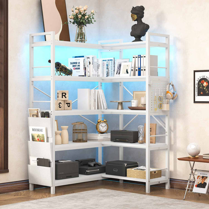 SEDETA 5 Tier Corner Bookshelf Modern Corner Bookcase for Home Office