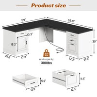 SEDETA 69 Inch Executive L Shaped Desk with Drawers and Storage Cabinet