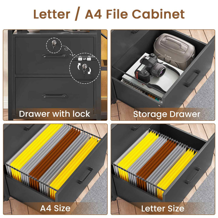 SEDETA 35.4 Inch File Cabinet Filing Cabinet with 2 Drawer fits Letter/A4