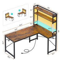 SEDETA 45.3 Inch L Shaped Gaming Desk with Hutch Reversible Home Office Desk