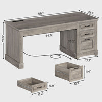 SEDETA | 55 Inch Farmhouse Executive Computer Desk with Storage Drawers