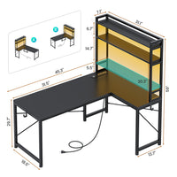 SEDETA 45.3 Inch L Shaped Gaming Desk with Hutch Reversible Home Office Desk