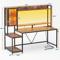 SEDETA 60 Inch Gaming Desk with Hutch and LED Lights