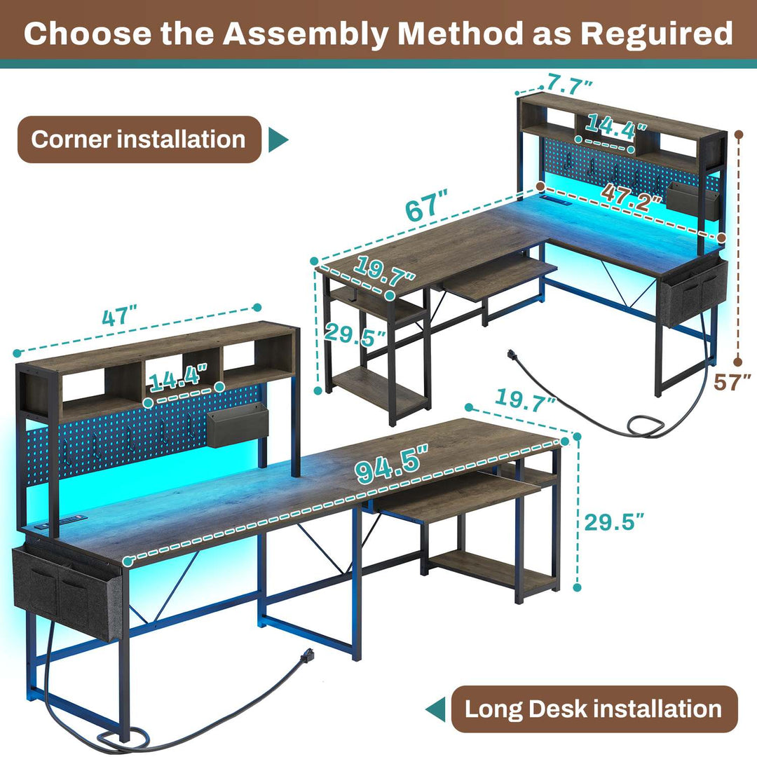 SEDETA 67 Inch L Shaped Gaming Desk Reversible Computer Desk