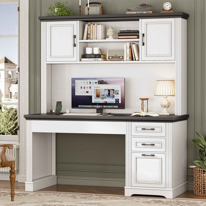 SEDETA 47.2 Inch Executive Desk Farmhouse with Storage Drawers for Home Office