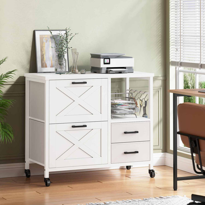 SEDETA | 31.5 Inch Farmhouse Filing Cabinet with 4 Drawers and Storage for Home Office