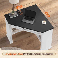 SEDETA® 31.5 Inch Farmhouse Corner Desk Multifunctional Computer Table Triangle Space Saving for Home Office