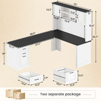 SEDETA 68.9 Inch Farmhouse Executive Office Desk Computer Desk with Storage Shelves for Home Office