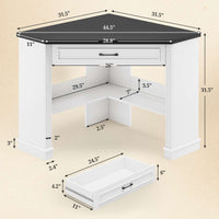 SEDETA® 31.5 Inch Farmhouse Corner Desk Multifunctional Computer Table Triangle Space Saving for Home Office