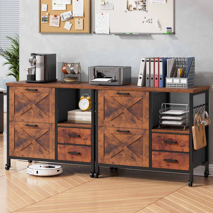 SEDETA® 31.5 Inch Farmhouse File Cabinet with 4 Drawers Fits A4 Size Files Printer Stand