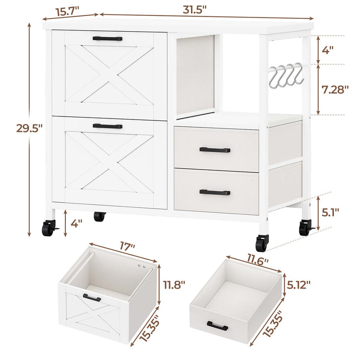 SEDETA | 31.5 Inch Farmhouse Filing Cabinet with 4 Drawers and Storage for Home Office