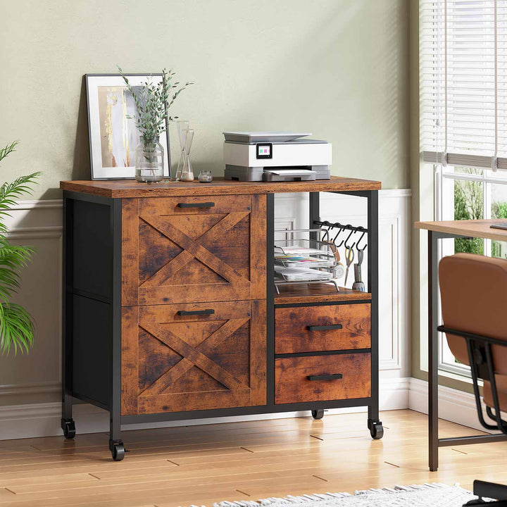 SEDETA | 31.5 Inch Farmhouse Filing Cabinet with 4 Drawers and Storage for Home Office