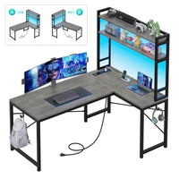 SEDETA 45.3 Inch L Shaped Gaming Desk with Hutch Reversible Home Office Desk