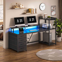 SEDETA 59 Inch LED Gaming Desk Home Office Computer Desk with Large Storage Space