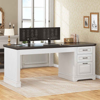 SEDETA | 55 Inch Farmhouse Executive Computer Desk with Storage Drawers