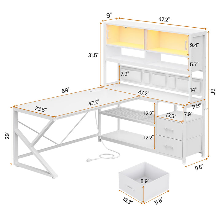 SEDETA® 59 Inch L Shaped Gaming Desk Super Spacious Desktop Home Office Corner Computer Table with Storage