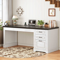 SEDETA | 55 Inch Farmhouse Executive Computer Desk with Storage Drawers