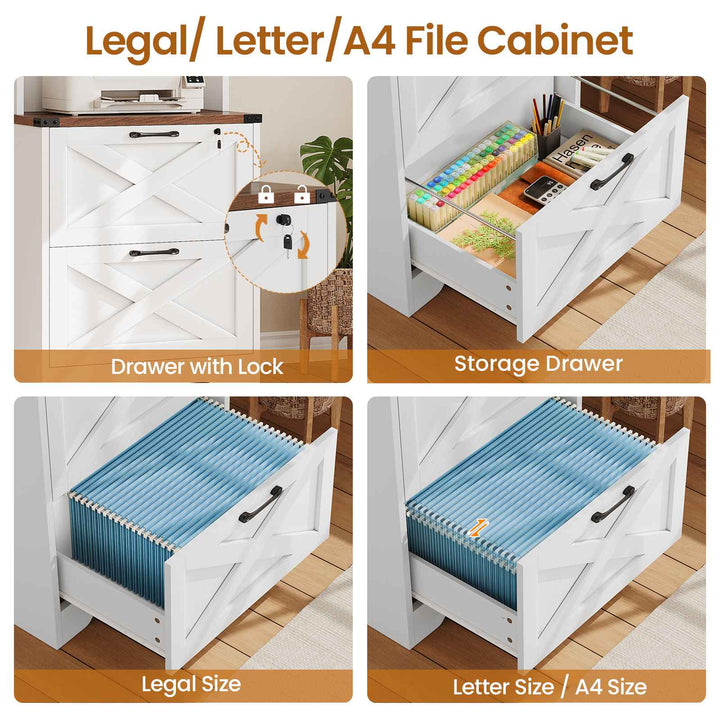 SEDETA | 2 Drawer Wood Filing Cabinet with Lock and Hanging File Folders for Home Office