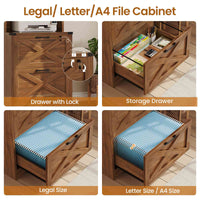 SEDETA | 2 Drawer Wood Filing Cabinet with Lock and Hanging File Folders for Home Office