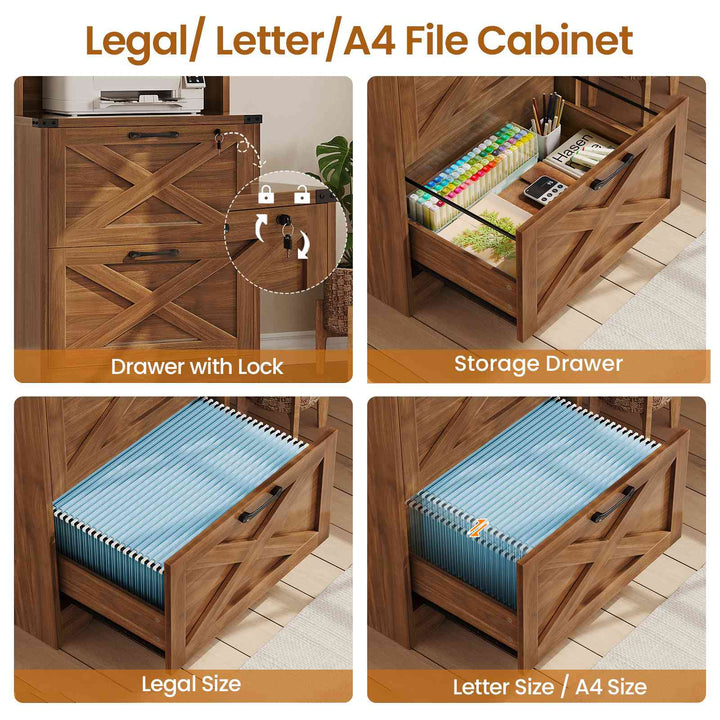 SEDETA 2 Drawer File Cabinet with Lock Wood Filing Cabinet with Adjustable Storage Shelf