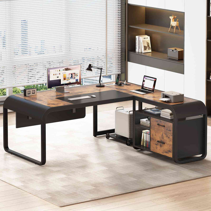 SEDETA 63 Inch L Shaped Executive Desk Computer Desk Spacious Tabletop with Storage Drawers