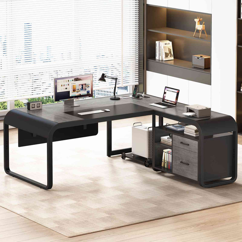 SEDETA 63 Inch Executive Desk Computer Desk with Mobile CPU Stand