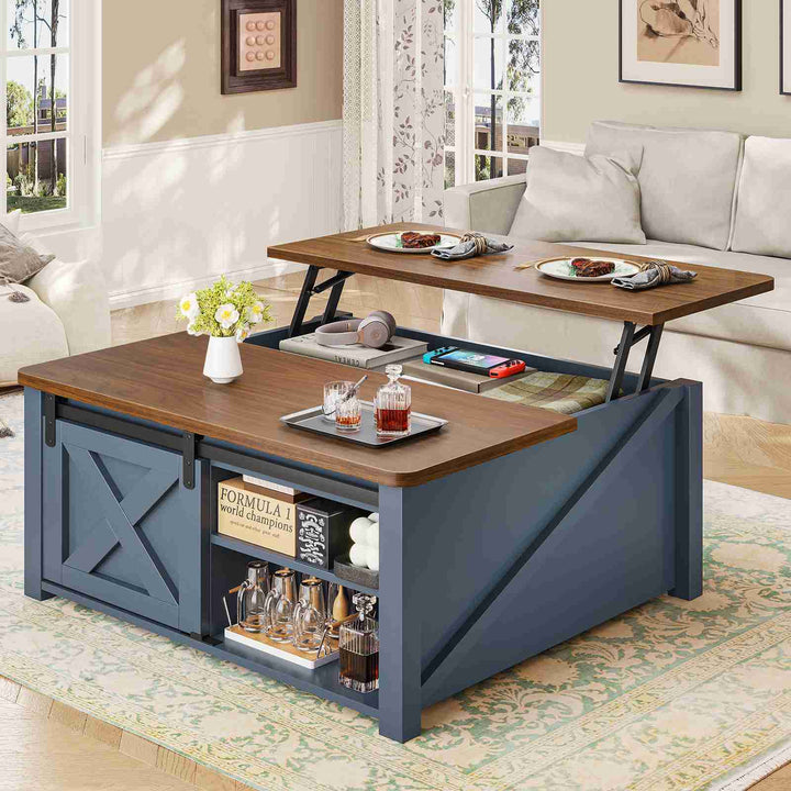 SEDETA | 31.5 Inch Lift Top Square Coffee Table Farmhouse with Storage for Living Room