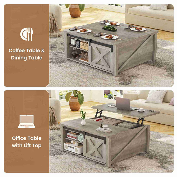 SEDETA | 31.5 Inch Lift Top Square Coffee Table Farmhouse with Storage for Living Room