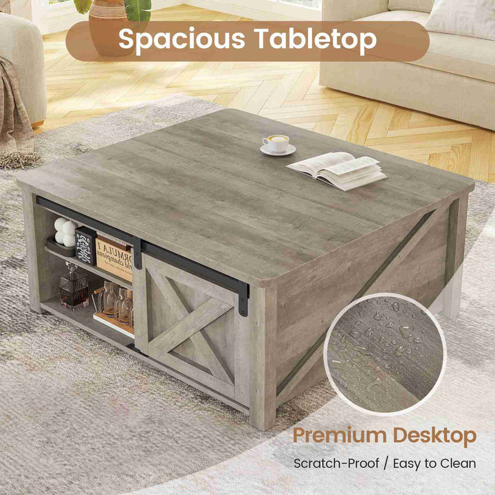 SEDETA | 31.5 Inch Lift Top Square Coffee Table Farmhouse with Storage for Living Room