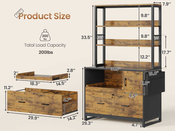 SEDETA | 31.5 Inch File Cabinets with Lock for Home Office with Adjustable Storage Shelf and Hook