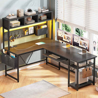 SEDETA 57.5 Inch L Shaped Reversible Corner Computer Desk