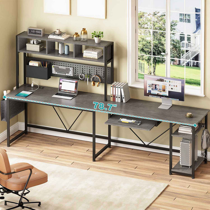 SEDETA 57.5 Inch L Shaped Reversible Corner Computer Desk