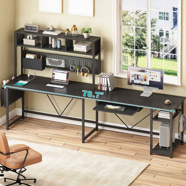 SEDETA 57.5 Inch L Shaped Reversible Corner Computer Desk