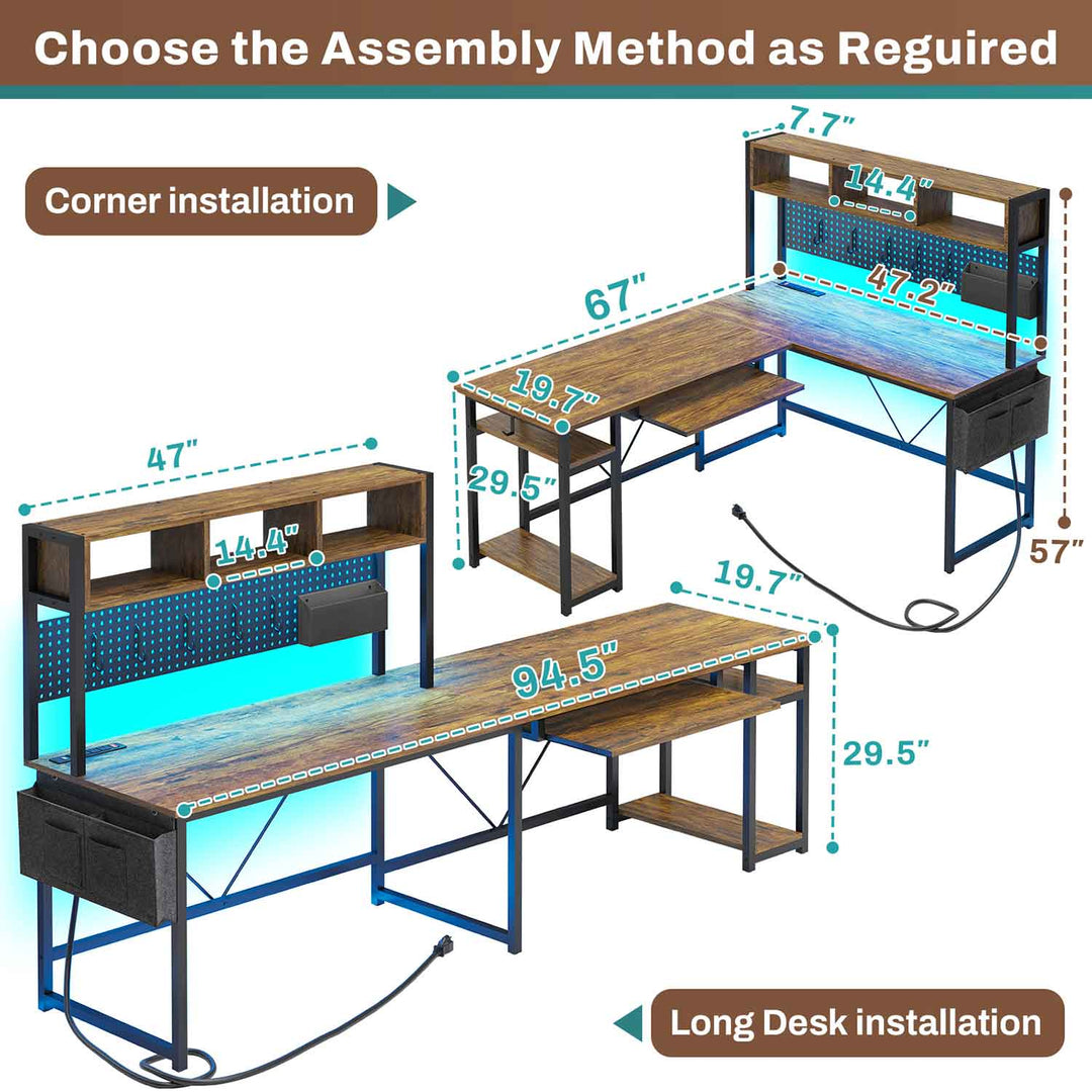 SEDETA 67 Inch L Shaped Gaming Desk Reversible Computer Desk