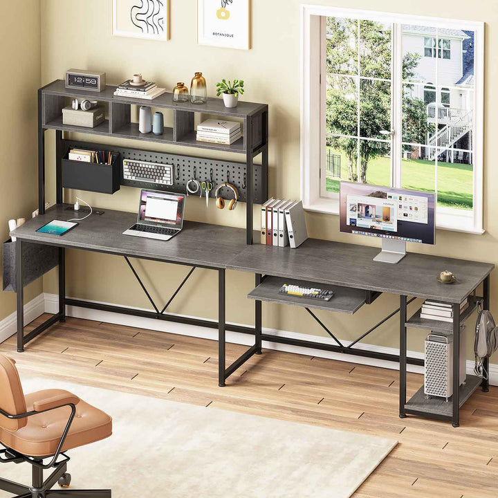 SEDETA 57.5 Inch L Shaped Reversible Corner Computer Desk