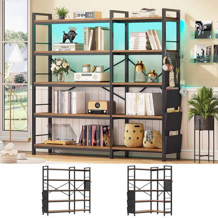 SEDETA 5 Tier Corner Bookshelf Modern Corner Bookcase for Home Office