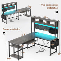 SEDETA | 57.5 Inch LED L Shaped Reversible Gaming Desk with Storage Shelves