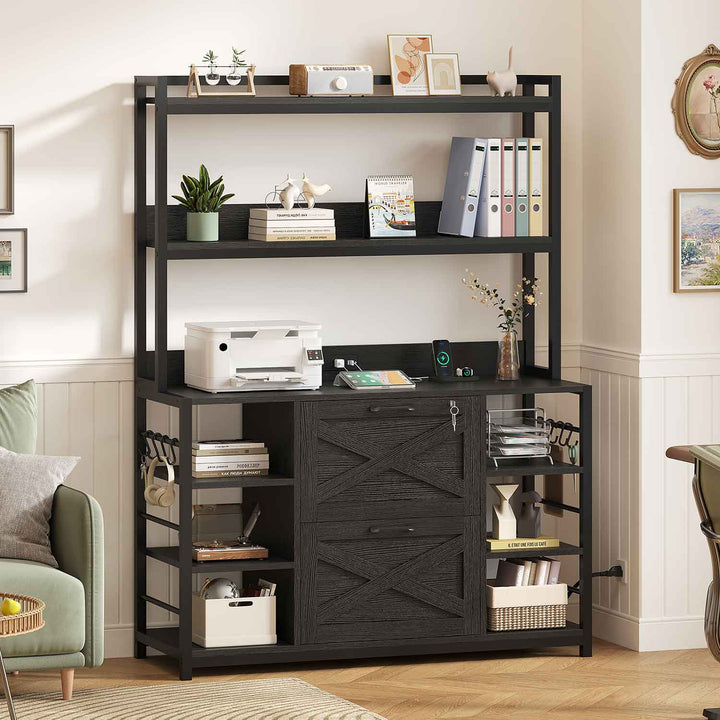 SEDETA | Vertical File Cabinet with Lock and Open Shelf for Home Office