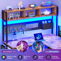 SEDETA | 57.5 Inch LED L Shaped Reversible Gaming Desk with Storage Shelves