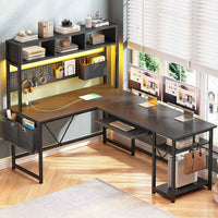 SEDETA 57.5 Inch L Shaped Reversible Corner Computer Desk