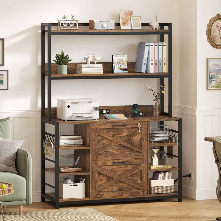 SEDETA | Vertical File Cabinet with Lock and Open Shelf for Home Office