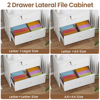 SEDETA | 2 Drawer File Cabinet with Lock and Charging Station Home Office File Cabinet with Storage Shelf