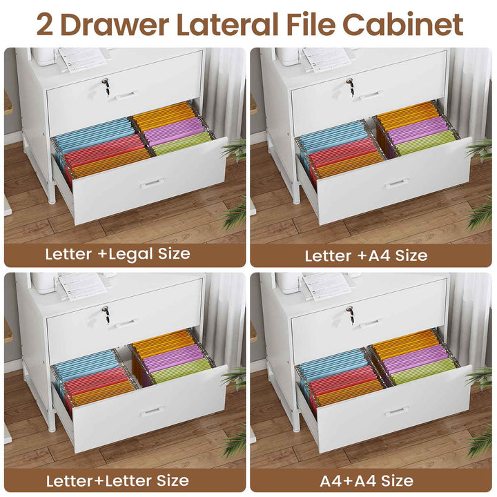 SEDETA | 2 Drawer File Cabinet with Lock and Charging Station Home Office File Cabinet with Storage Shelf