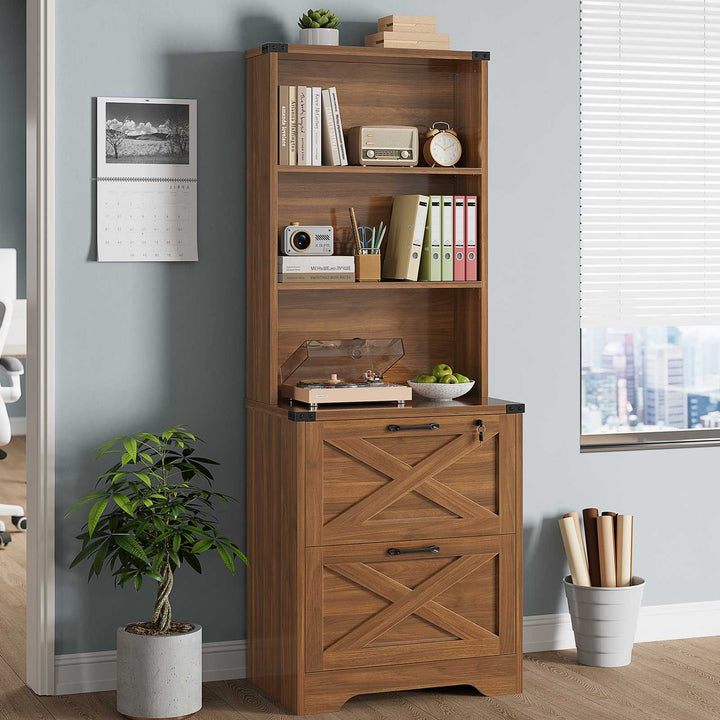 SEDETA 2 Drawer File Cabinet with Lock Wood Filing Cabinet with Adjustable Storage Shelf