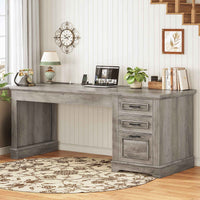 SEDETA | 55 Inch Farmhouse Executive Computer Desk with Storage Drawers